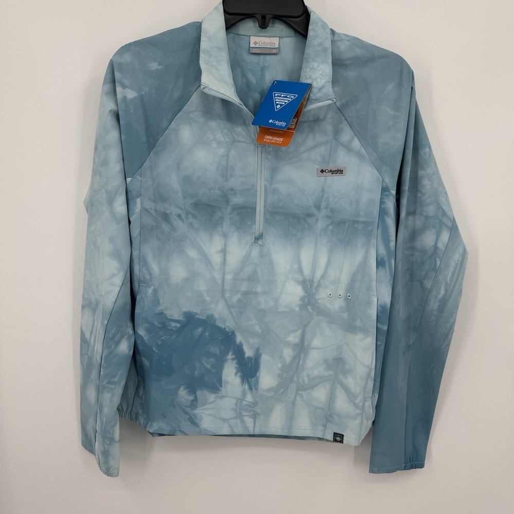 Columbia Womens PFG Uncharted Cloud 1/2 Zip Pullover Blue FL9478 S